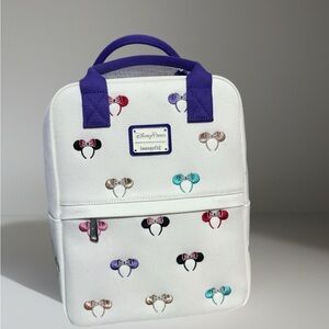 Disney Loungefly Backpack - White with Multicolor Bows